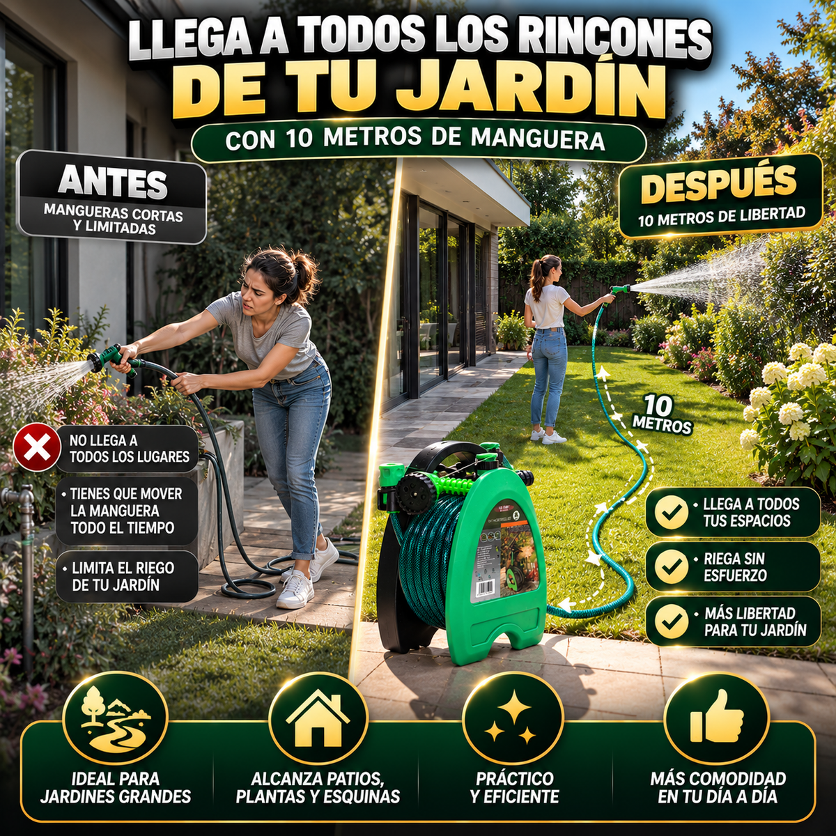AquaGarden Pro™ | Manguera Retráctil 10M Premium