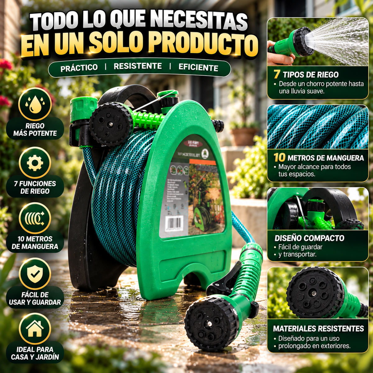 AquaGarden Pro™ | Manguera Retráctil 10M Premium