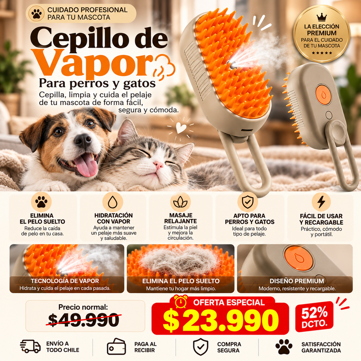 PETLUX™ | Cepillo de Vapor Para Tú Mascota